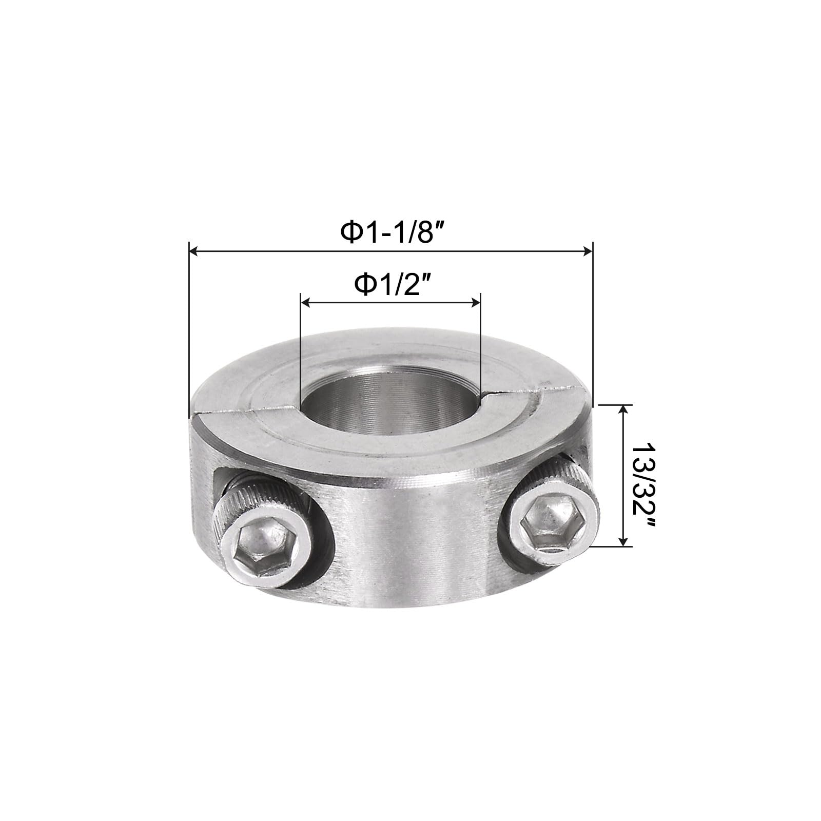2 Collari In Acciaio Inox 304 Per Alberi - Fermo A Doppia Fessura Con Viti Per Meccanica