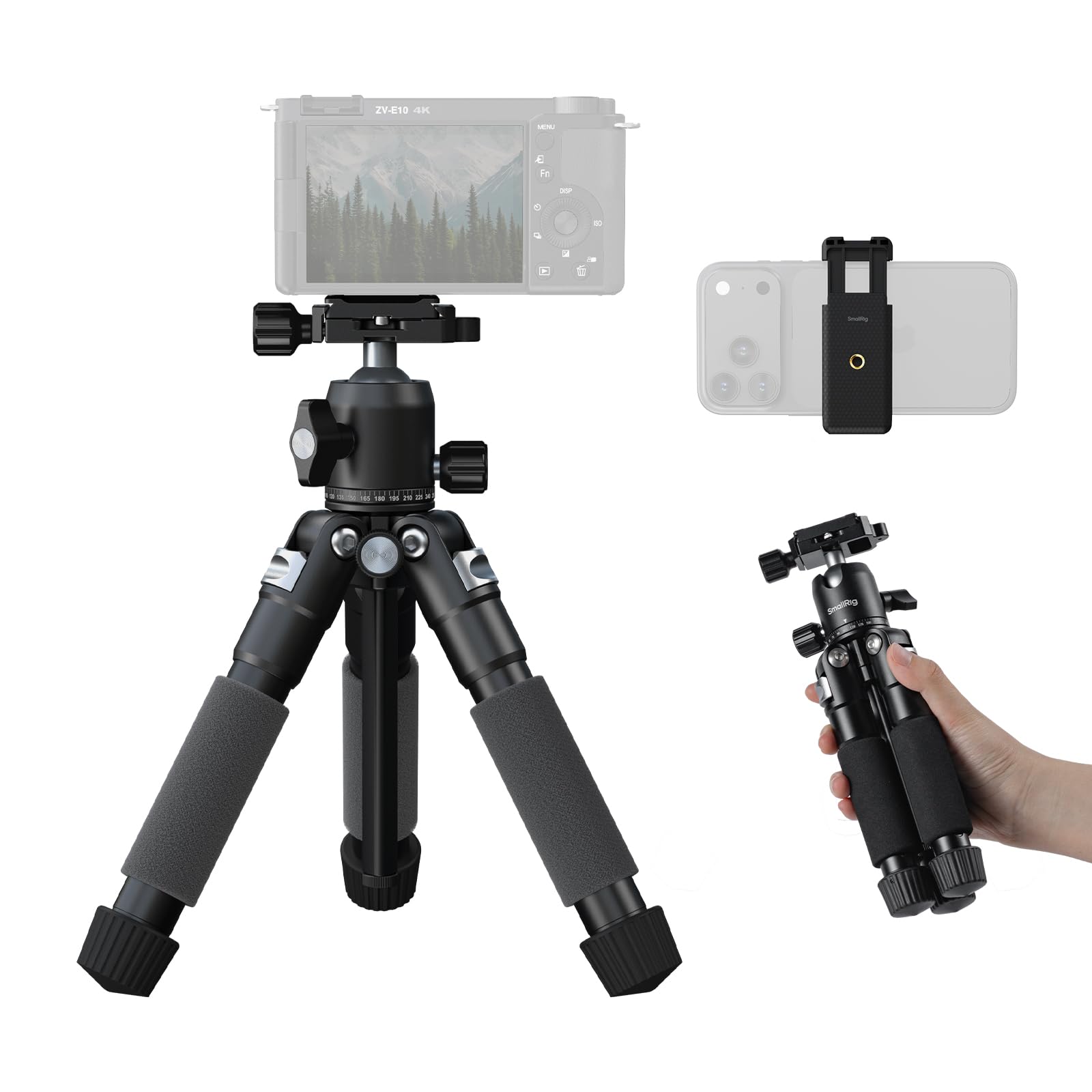 Photo 1 of SmallRig VT-20Pro 21.2"/ 53.8cm Mini Tripod for Camera and Phone, Aluminum Alloy Small Desktop Tripod with 360° Ball Head, Table tripods Load Up to 11lb / 5kg