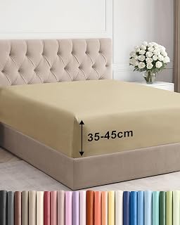 Spannbettlaken 180x200 - Mikrofaser Bettlaken 45cm (18") tief - Beige