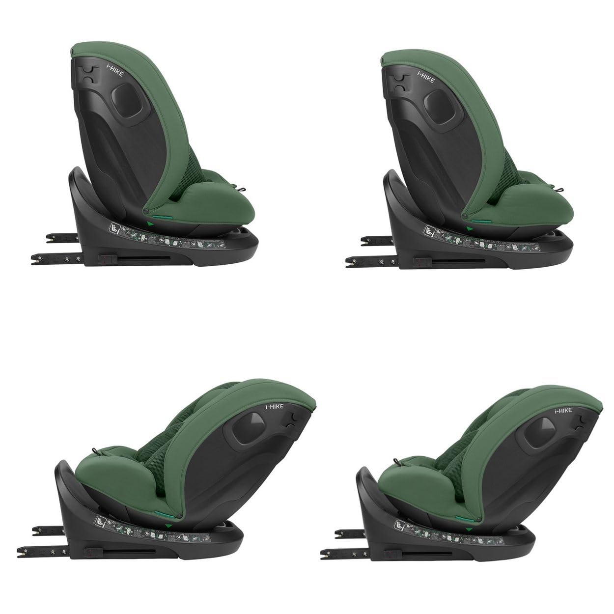 Kikkaboo i-Size fotelik dziecięcy i-Hike (40-150 cm) Isofix, obracany o 360°, regulowany, kolory: ciemnozielony