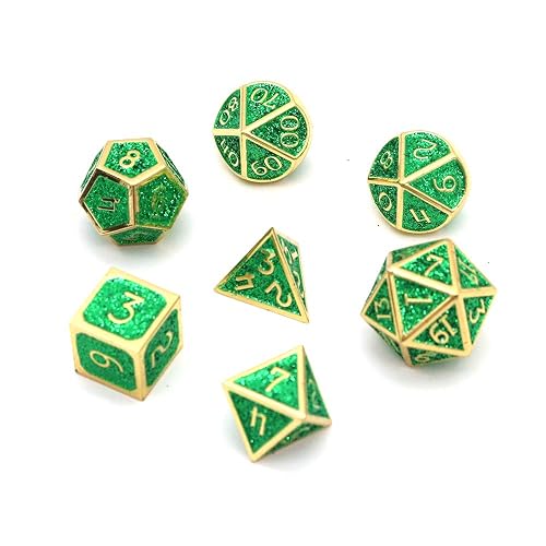 Fasizi Juego de 7 dados poliédricos de metal con bolsa de almacenamiento negra para juegos de rol