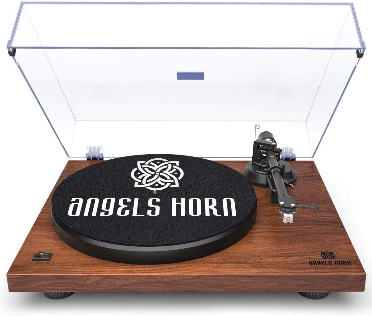 ANGELS HORN Tocadiscos de Vinilo, Tocadiscos Bluetooth Vintage Reproductor Vinilo, Tocadiscos de Audio para el Hogar Transmisión por Correa de Alta Fidelidad con Cartucho Magnético Móvil AT-3600L