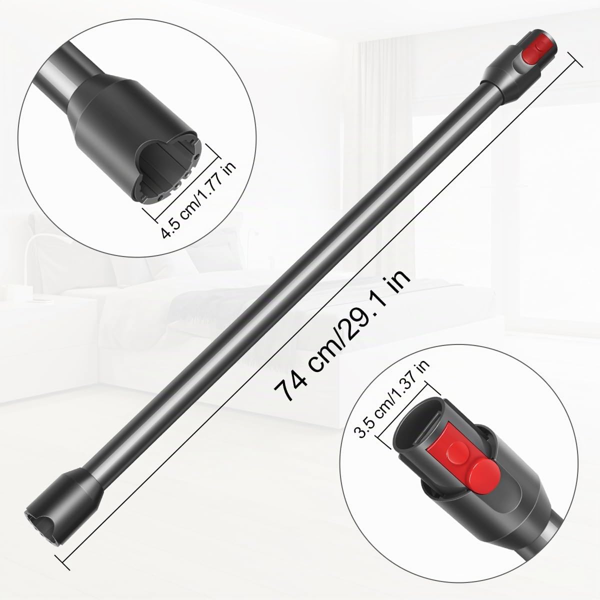 Tubo di Prolunga per Dyson v12 Slim Aspirapolvere, Tubo a Sgancio Rapido di Ricambi con 74 cm di Lunghezza - grey