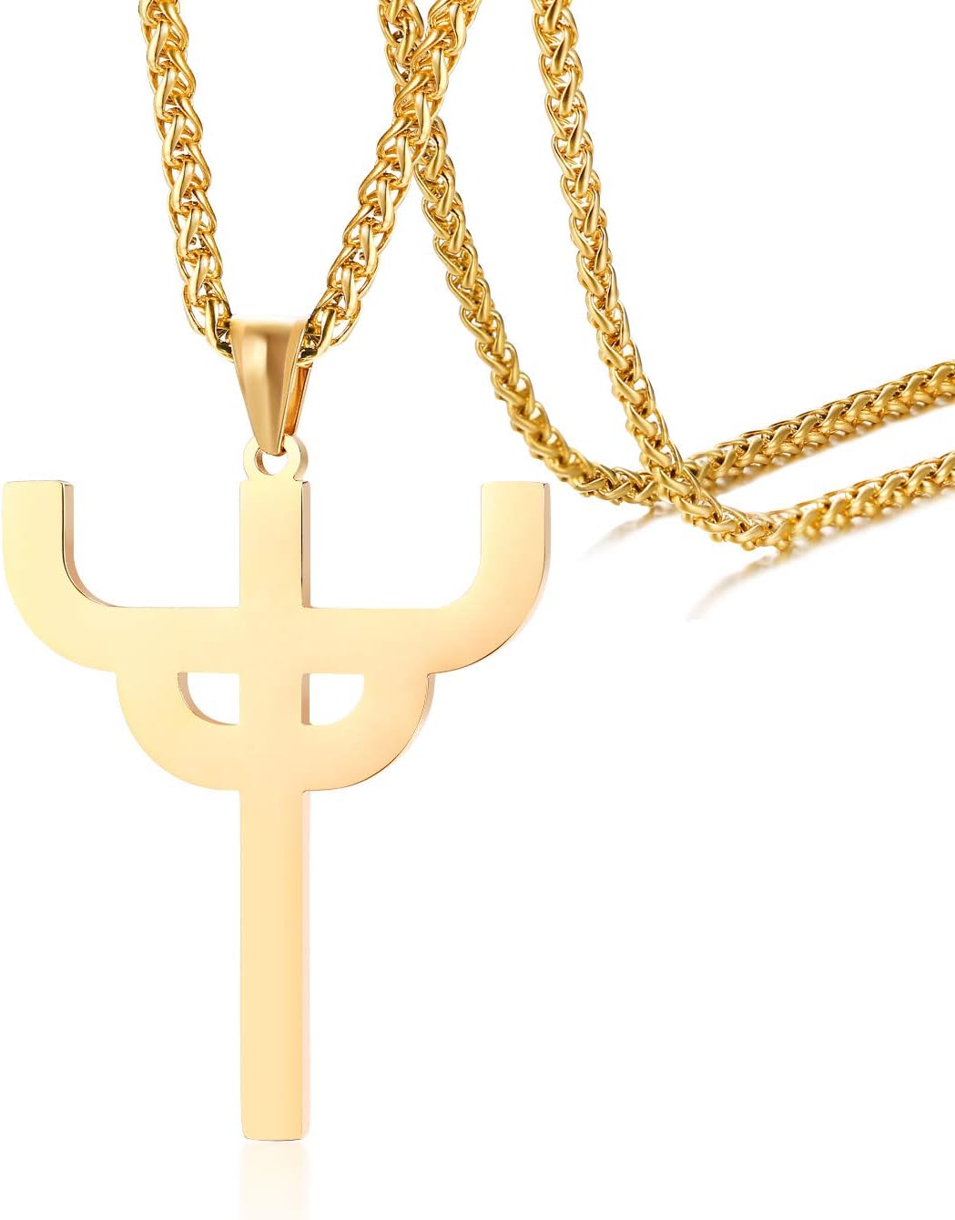 UMtrade Religious Jewelry Mens Stainless Steel Jewish Saint Judas Priest Cross Pendant Necklace