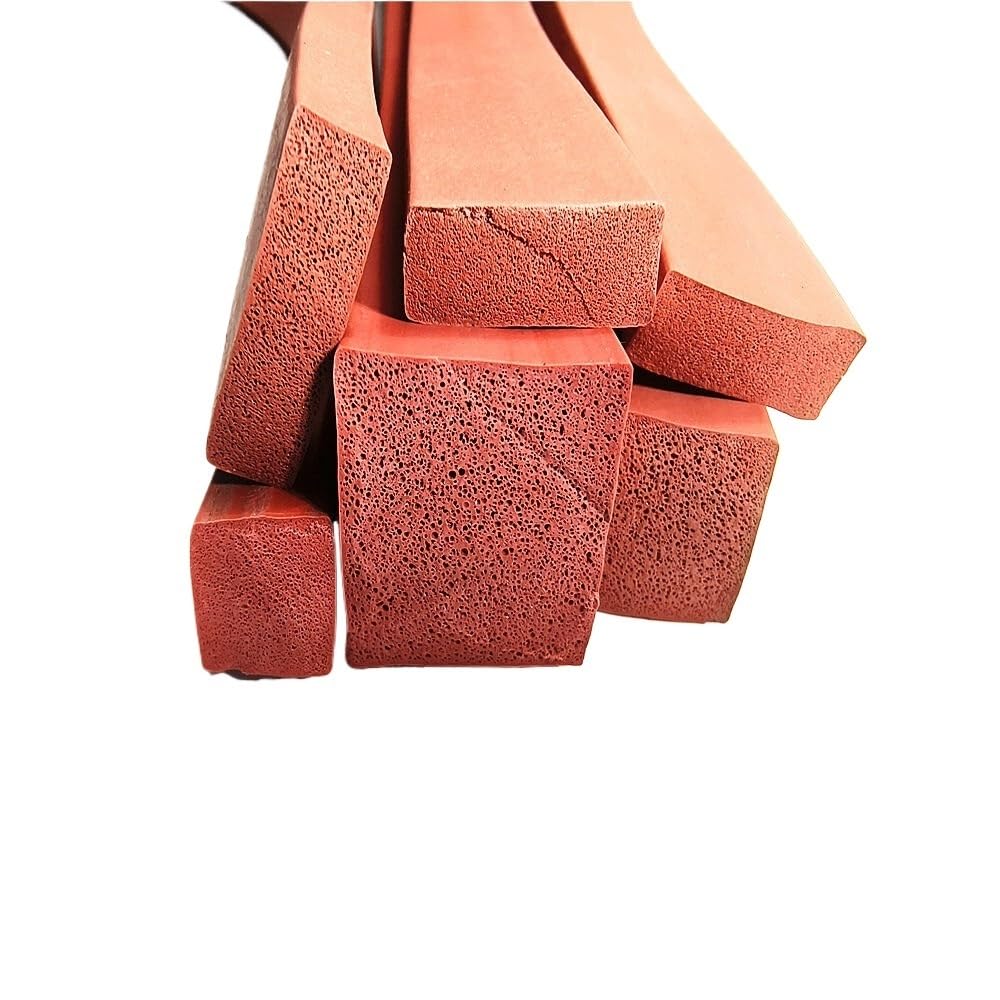 Schaumdichtungsstreifen Schaumgummistreifen, 30 m Schaumgummi-Dichtungsstreifen, Dicke 3–10 mm, rote Farbe, quadratische Silikon-Schaumstreifen, Schwammgummistreifen, 1 Stück(5mmX50mm)