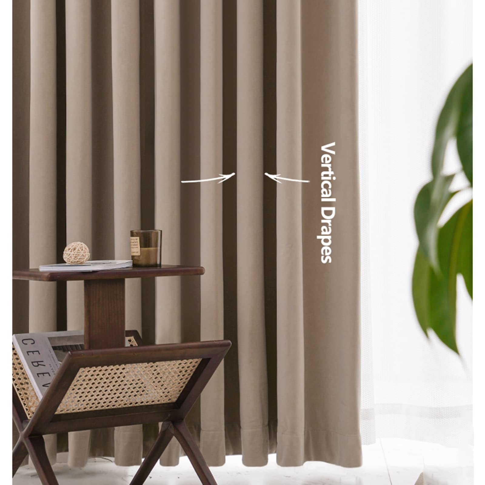 KSTORE Dormitorio Cortinas Opacas Terciopelo Estilo Japones Cortina Blackout para Salón Habitación Comedor 2 Paneles,Eyelet,W100xL250cm