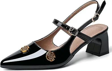 Heels for Women Block Chunky Platform High Heels Closed Pointed Toe Ankle Strap Dressy Comfortable Formal Dress Pump Shoes