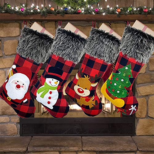 4 Weihnachtsstrümpfe Set - Große Nikolausstiefel Für Geschenke & Deko