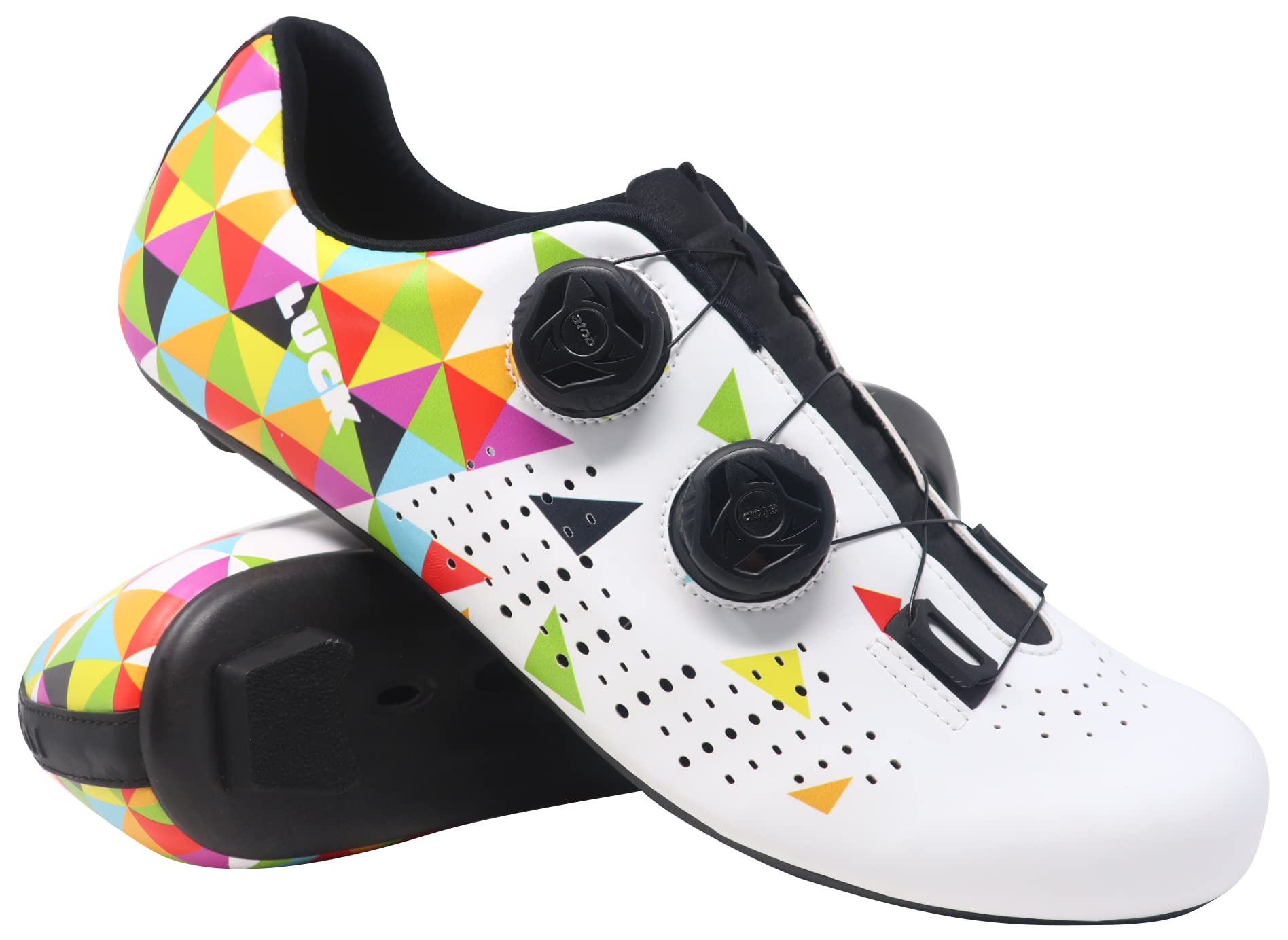 LUCK Genius Grafiti, Zapatillas de Ciclismo para Carretera con Suela de Carbono HD-50 y Doble Cierre rotativo de precisión.
