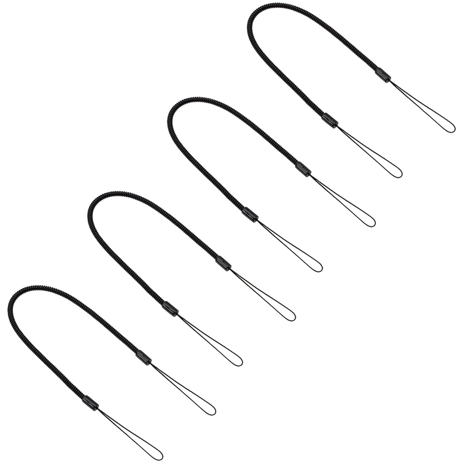 Mini Skater Plastic Elastic Tether Lanyard for Touch Pens Retractable Anti-Lose Tablet Pens Coil Spring Straps Perfect Tool to Tether a Drawing Pen to Touchscreen, Pack of 4, Black, 11.81-inch