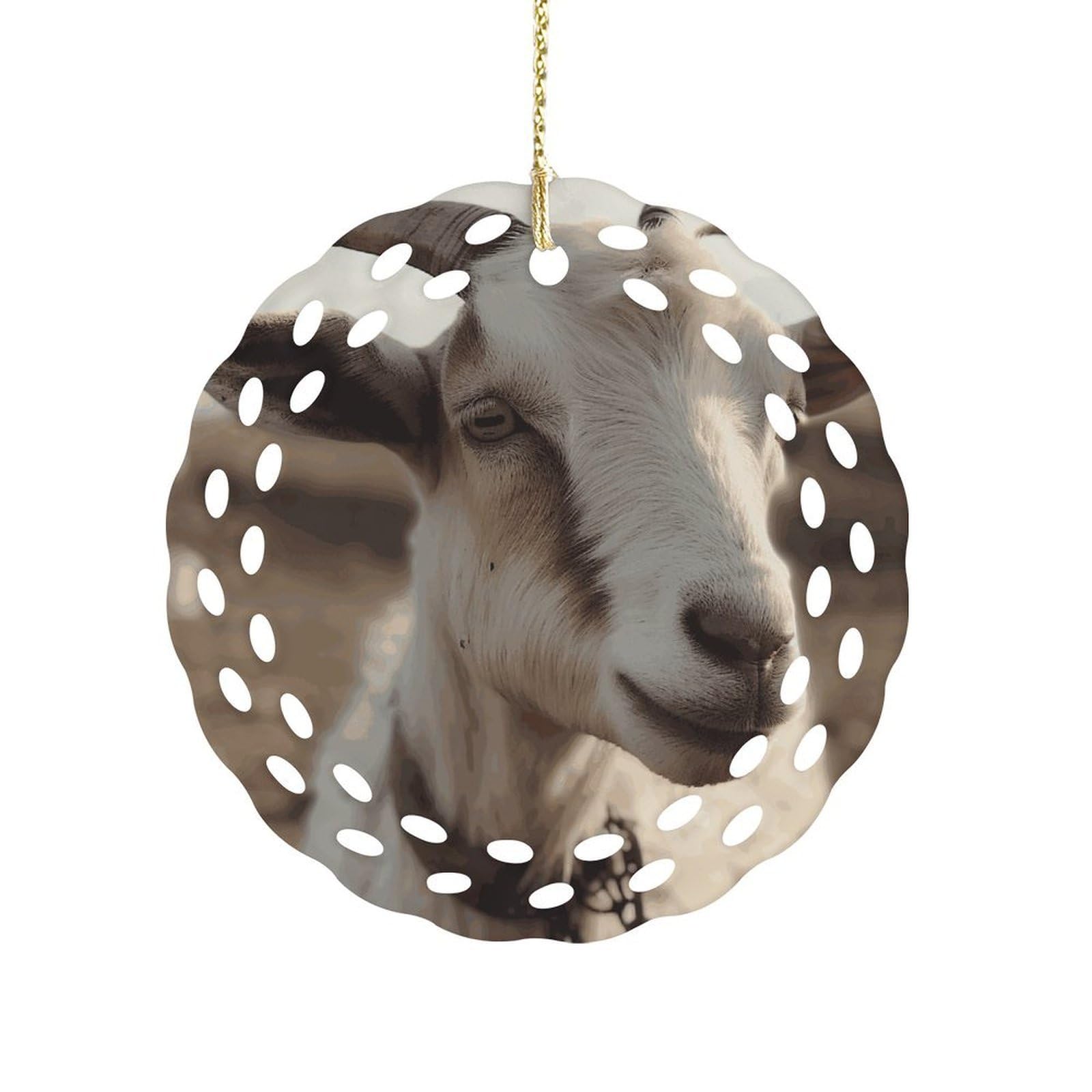 Fekiloot Women's Style Goat On Hillside Ceramic Ornaments 3 Inch Round,Holiday Keepsake For ,Girls,Pet Owners,Hanging Ornament Gifts Idea For Home