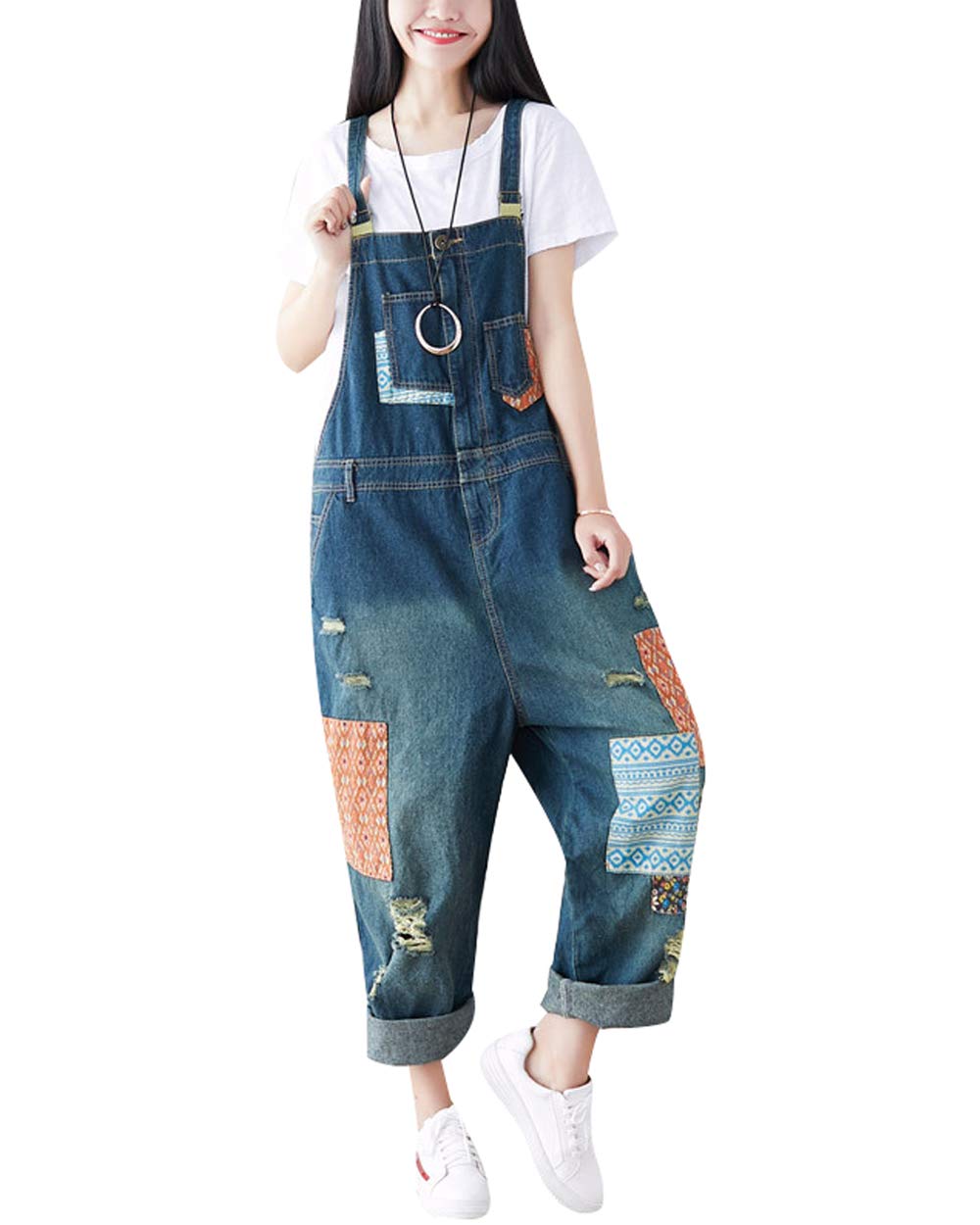 Femmes Été Printemps Jeans déchirés Salopette sans Manches Décontractée Combinaison Barboteuse