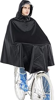 Gerhannery Bicycle Rain Poncho, Rain Cape Bicycle with Hood, Waterproof Cycling Rain Poncho for Men and Women, Rain Jacket Bicycle for Cycling Hiking, black