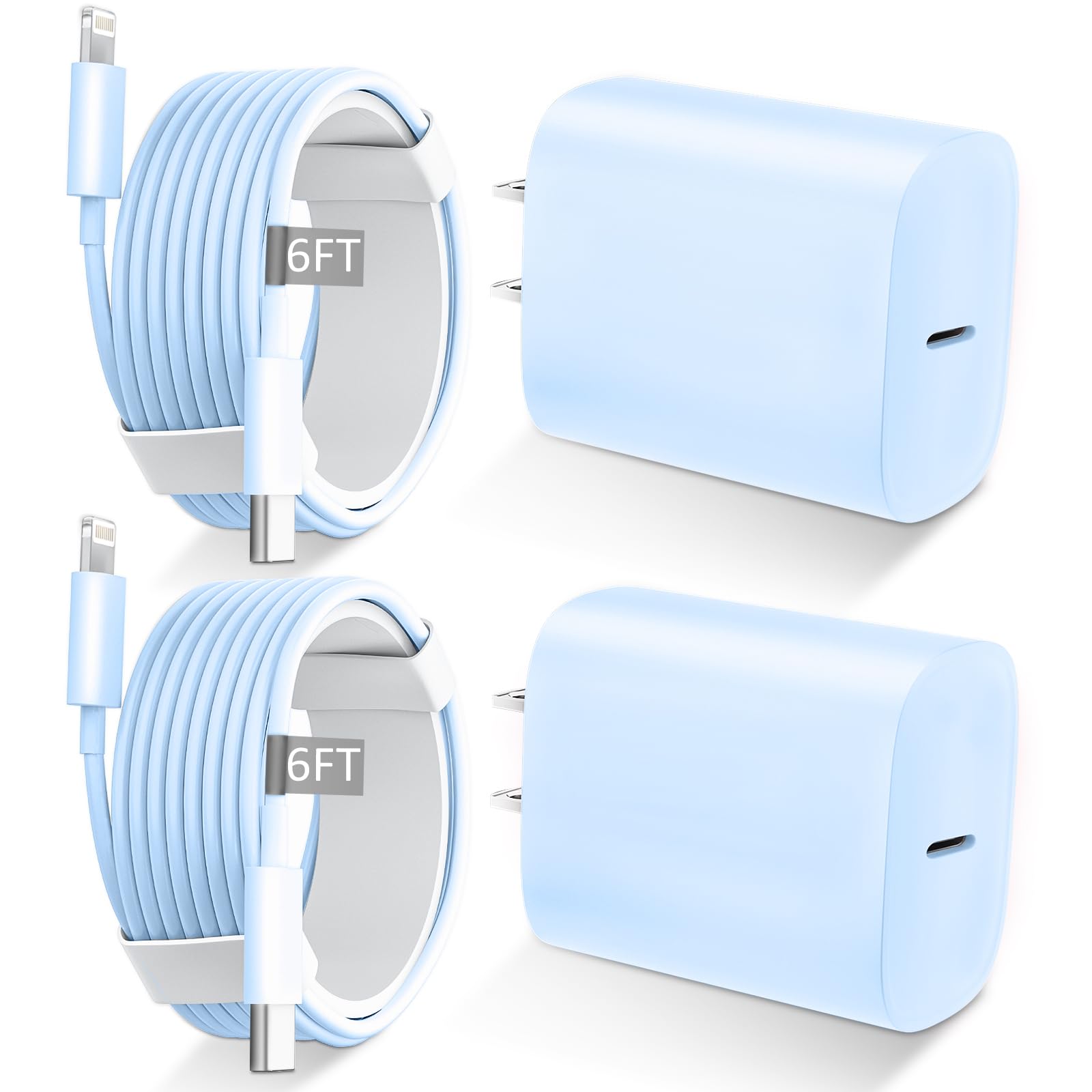 2Pack 6Ft iPhone 14 13 12 Charger Fast Charging,20W PD USB C Wall Charger Block with Type C to Lightning Cable for iPhone 14/14 Plus/14 Pro/14 Pro Max/13/ iPad Pro and More