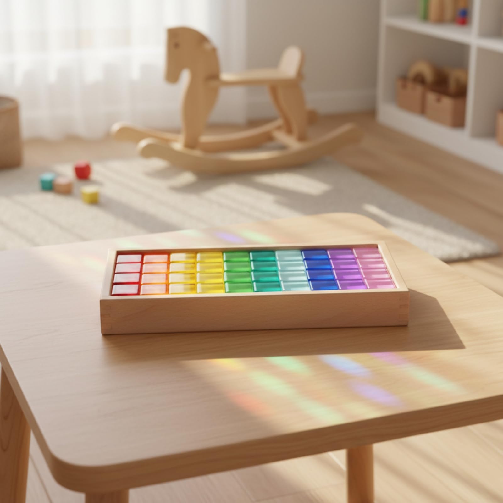40 Pezzi Sensoriali con Vassoio in Legno Sicuro Set di Blocchi Sensoriali Sensoriale Giocattolo Educativo per Sale Giochi