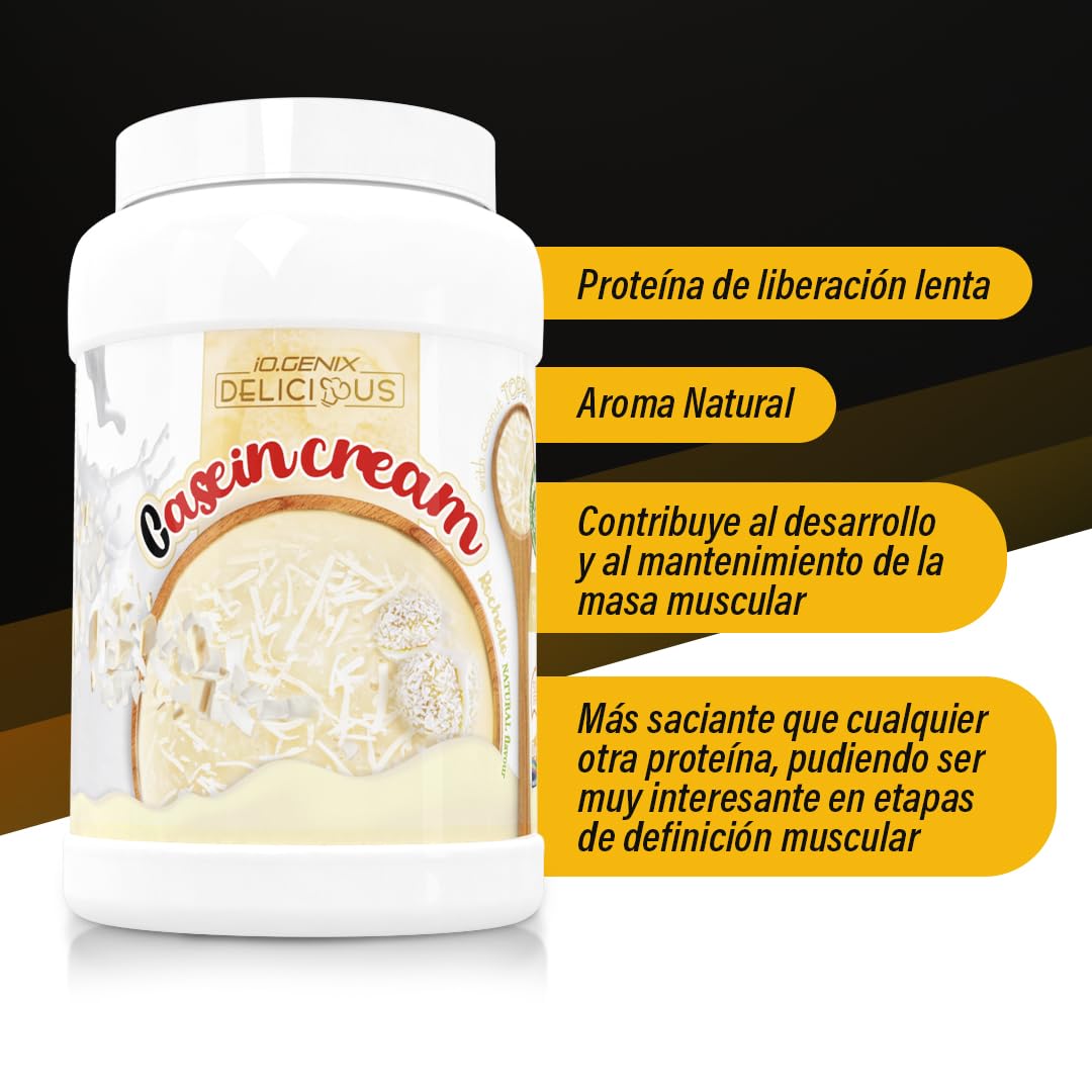 iO.GENIX - CASEIN CREAM 900G | Caseína Micelar | Toppings Variados | Aromas Naturales | Buena Digestibilidad (Rochello)