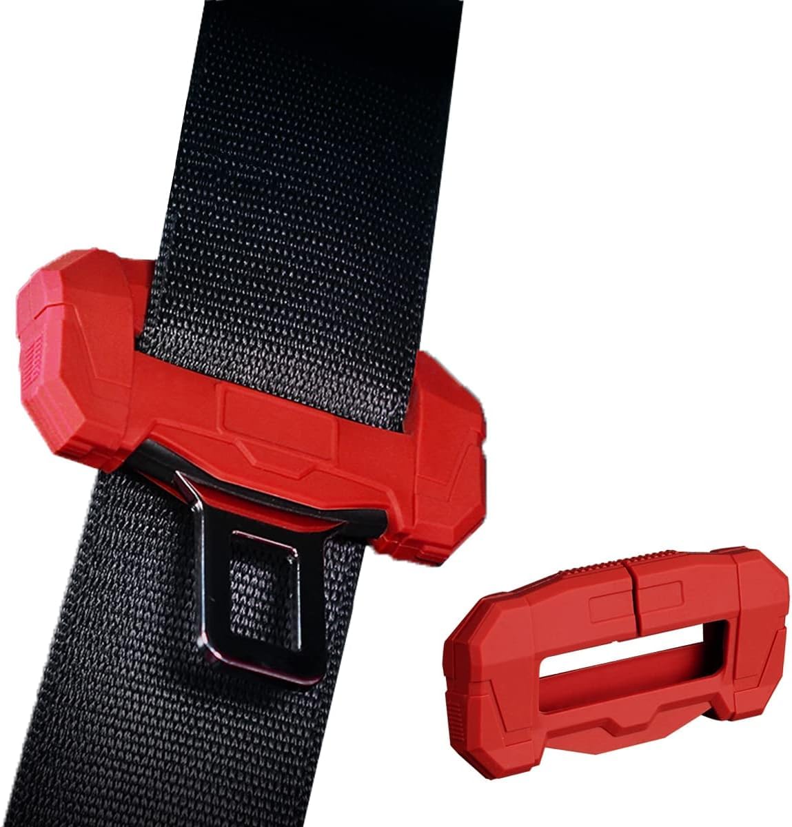HANNHAI Car Universal Seat Belt Clips Cover,Seat Belt Buckle Protector for Car, Anti-Scratch Silicon Seat Belt Buckle Protector (Red,Small Size)