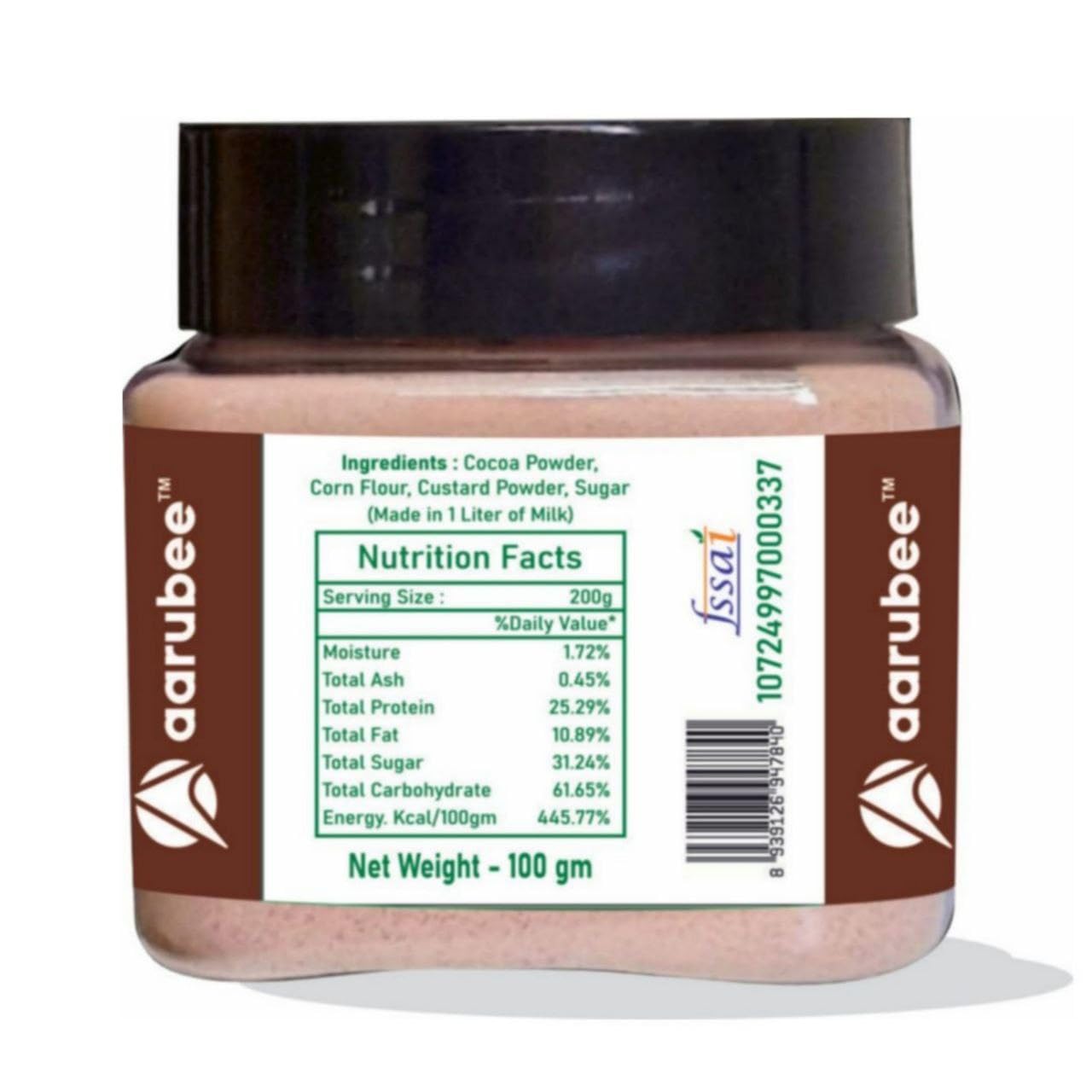AARUBEE Rich Dark Cocoa Powder for Baking, Beverages, and Desserts (100 Gram) (Pack Of 3) 1