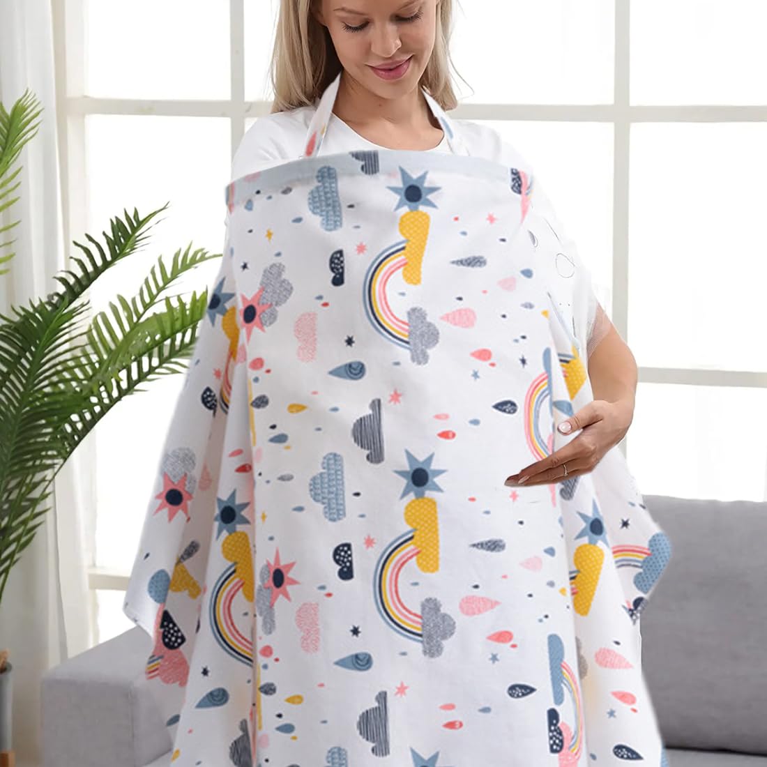 Scialle Per Allattamento In Cotone 100% - Grembiule Allattamento Discreto, Traspirante E Multifunzione - Foto 13