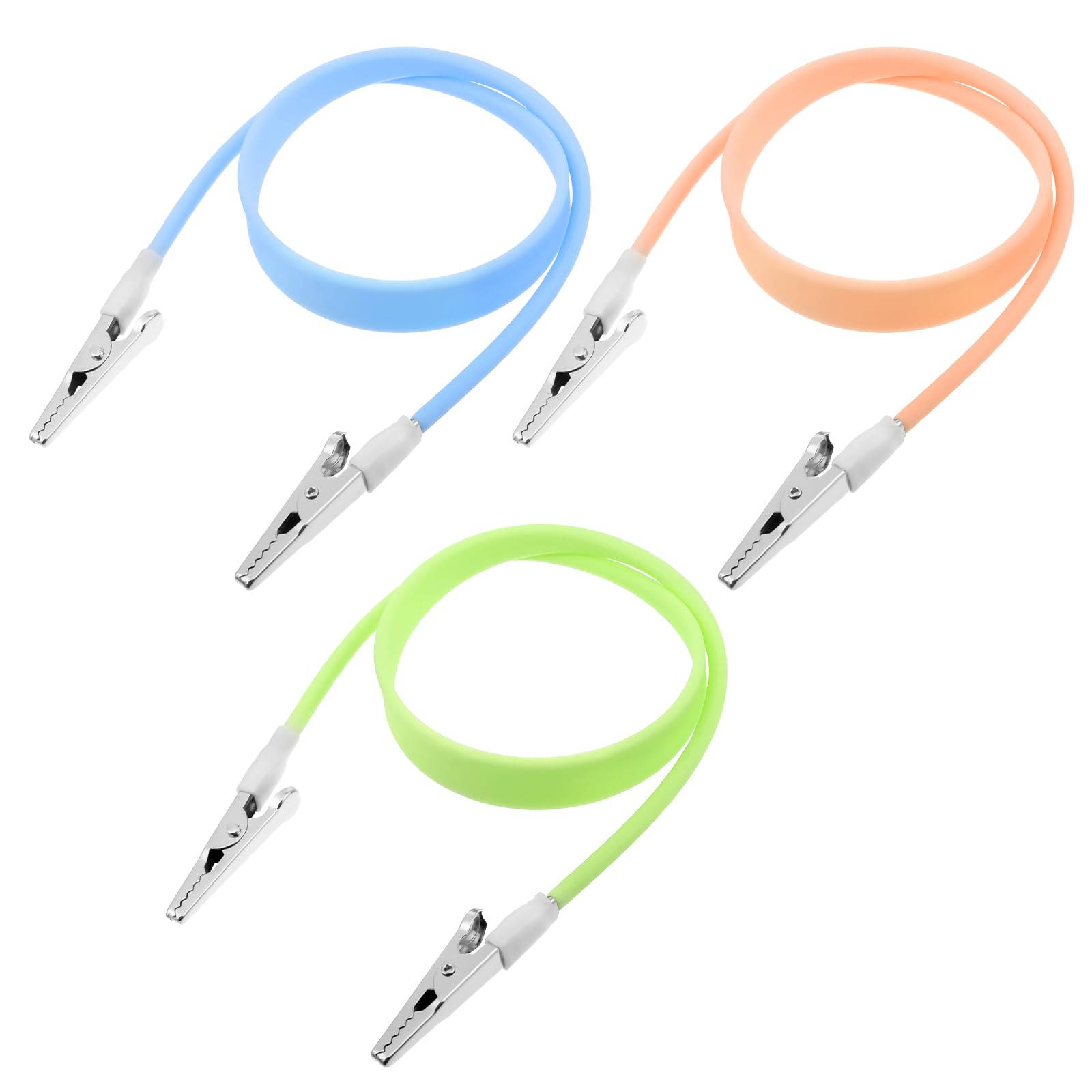 Lot de 3 pinces à bavoir dentaires en silicone souple pour adolescents, adultes et personnes âgées (bleu, vert, orange)