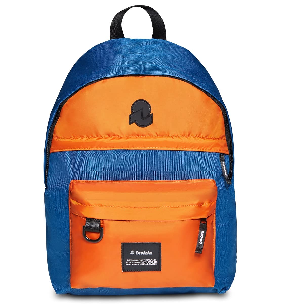Invicta Backpack, AMERICAN Eco-friendly Knapsack, Casual Daypack, Unisex, One Size, 13'' Laptop Sleeve, Italian Design blue/orange