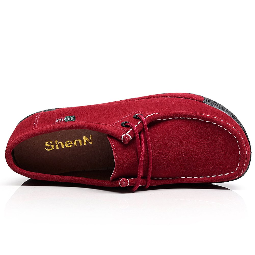 rismart Mujer Zapatos Formal Plataforma Oculto Tacón Cuña Gamuza Zapatillas De Moda