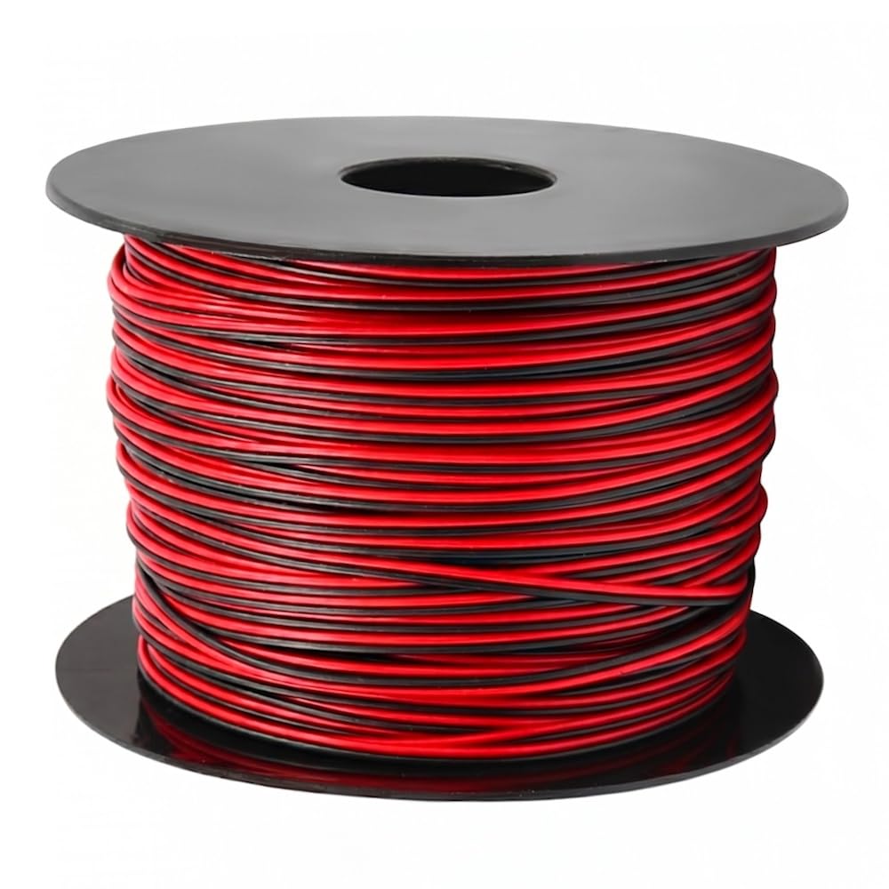 WITTKOWARE Zwillingslitze 2x0,14 mm² | 100 m Spule Rot & Schwarz | Kupfer feindrähtig flexibel | 1 Stück