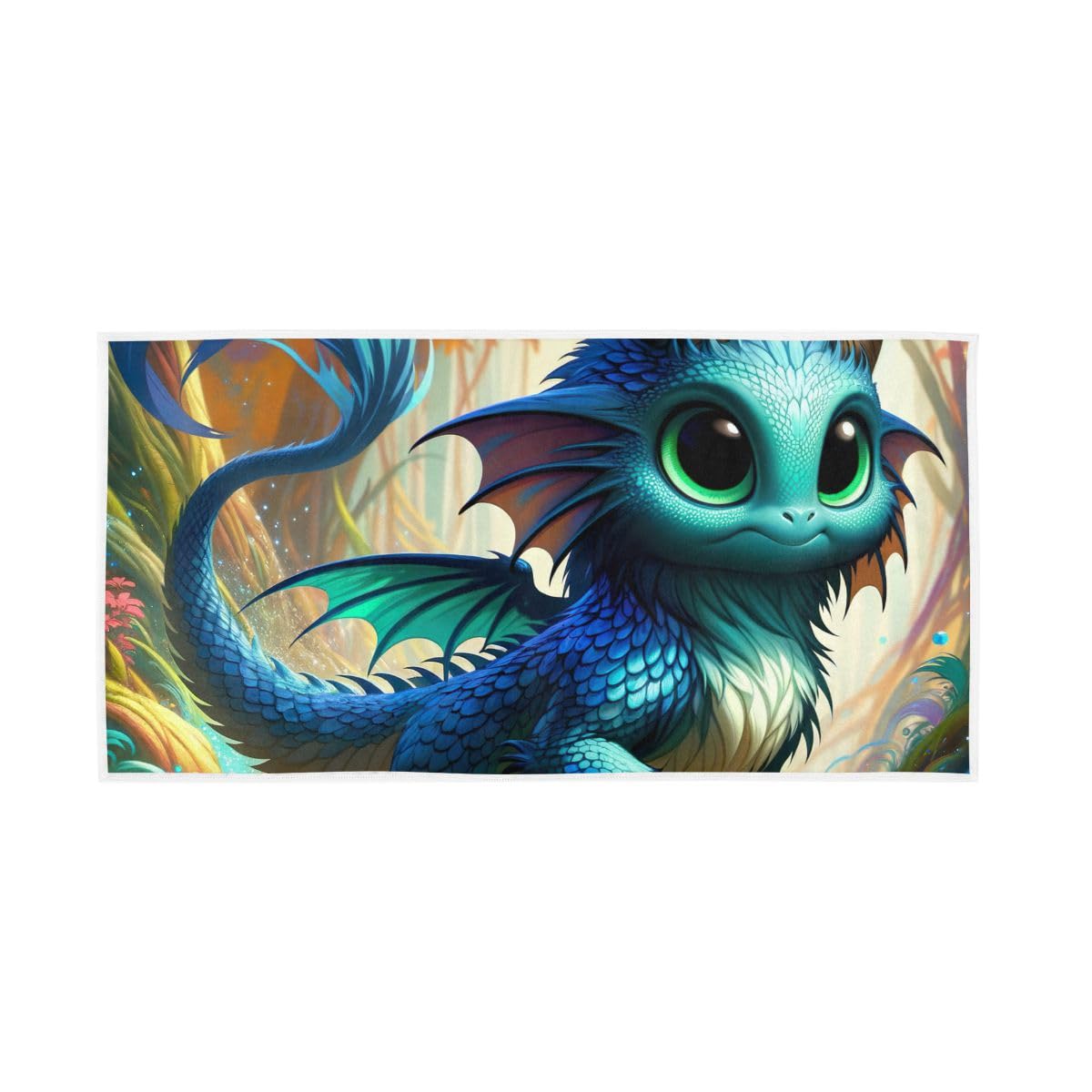 LSRCPD LSRCPDCartoon Dragon Hand Towels, Bathroom Towel for Bathroom, Gym, Hotel, Spa 15 x 30 Inches