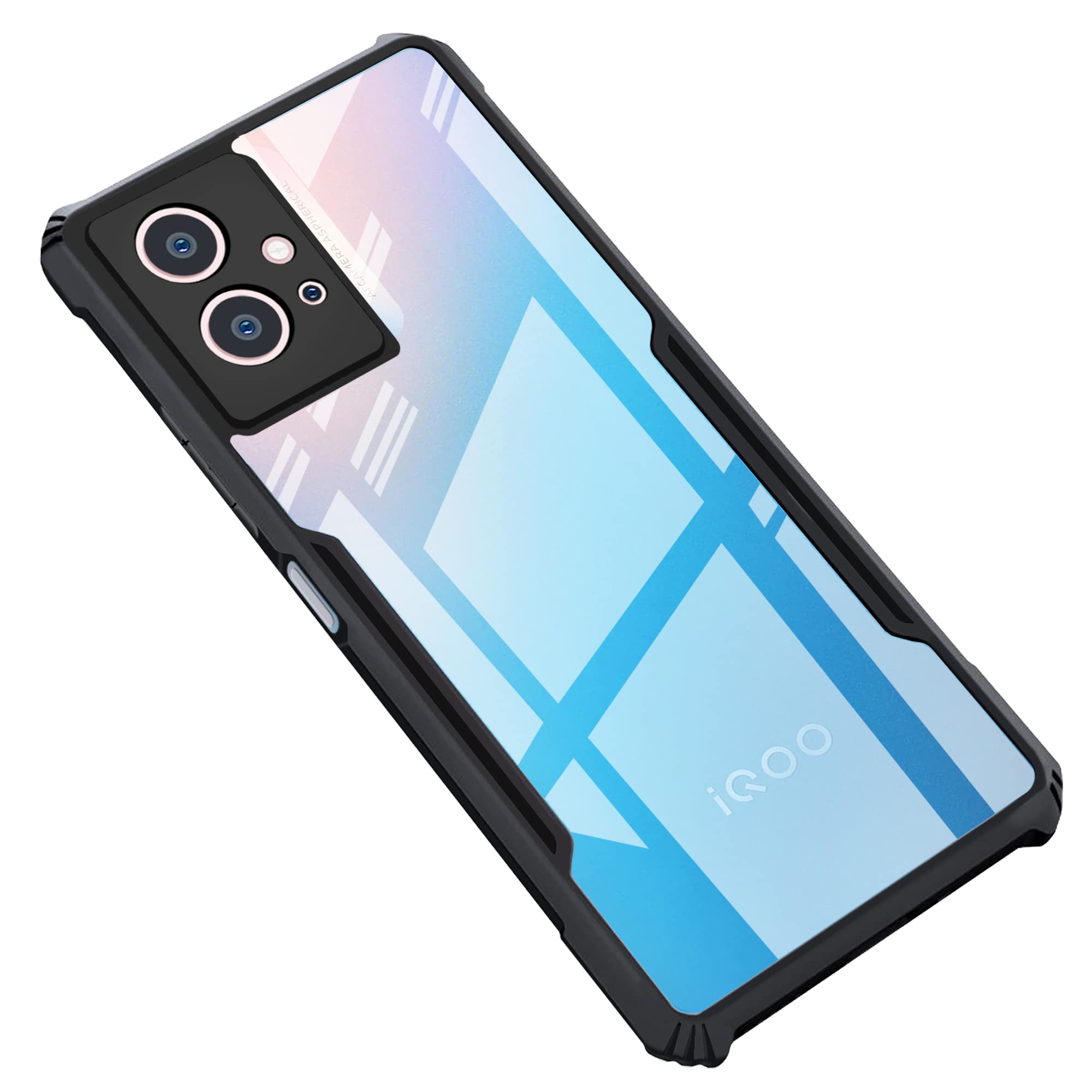 CEDO iQOO Z6 / Vivo T1 (5G) Back Case Cover | Camera Protection Shockproof Bumper-Edge | Acrylic Crystal Clear 360 Degree Protection TPU+PC | Transparent Eagle Back Case Cover (Black) (B09X5PVWB3) Amazon Price History, Amazon Price Tracker