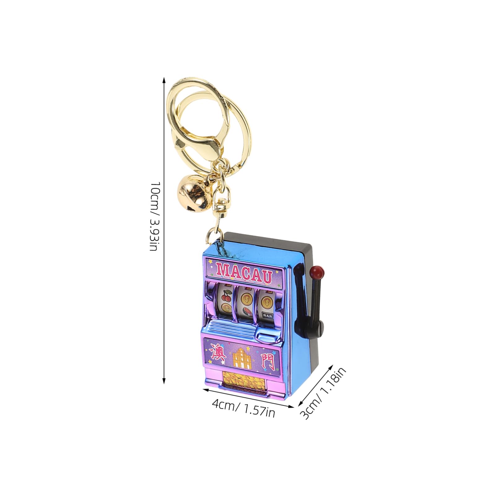 HEMOTON 2pcs Mini Retro Slot Machine Keychain Toy Vegas Keyring Favors Lucky Keychains for Adults Movable Joystick Game