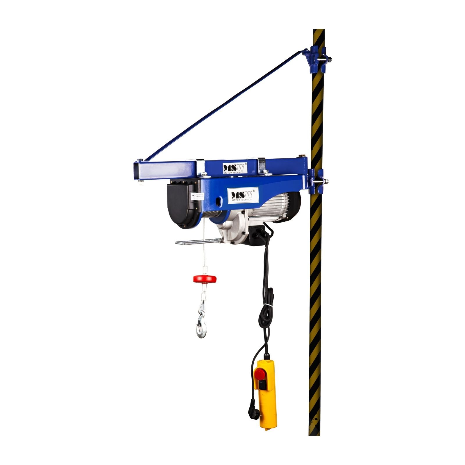 MSW Paranco Argano Verricello Elettrico PROLIFTOR 1000 (1000 kg, 1.600 W, Cavo di acciaio 12 m, Resistenza del cavo 2.500 kg)