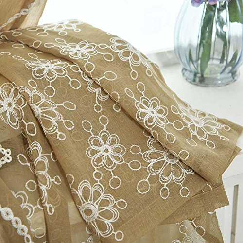 Cortina de impressão floral bordada Awakingdemi, cortina de janela, tule, decoração de cômodo transp