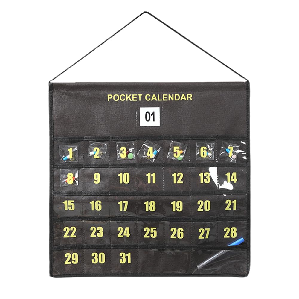 お薬カレンダー 1か月分 壁掛け 薬 飲み忘れ防止 投薬 服薬 収納 ケース ポケット おくすりカレンダー薬入れ(ブラウン)