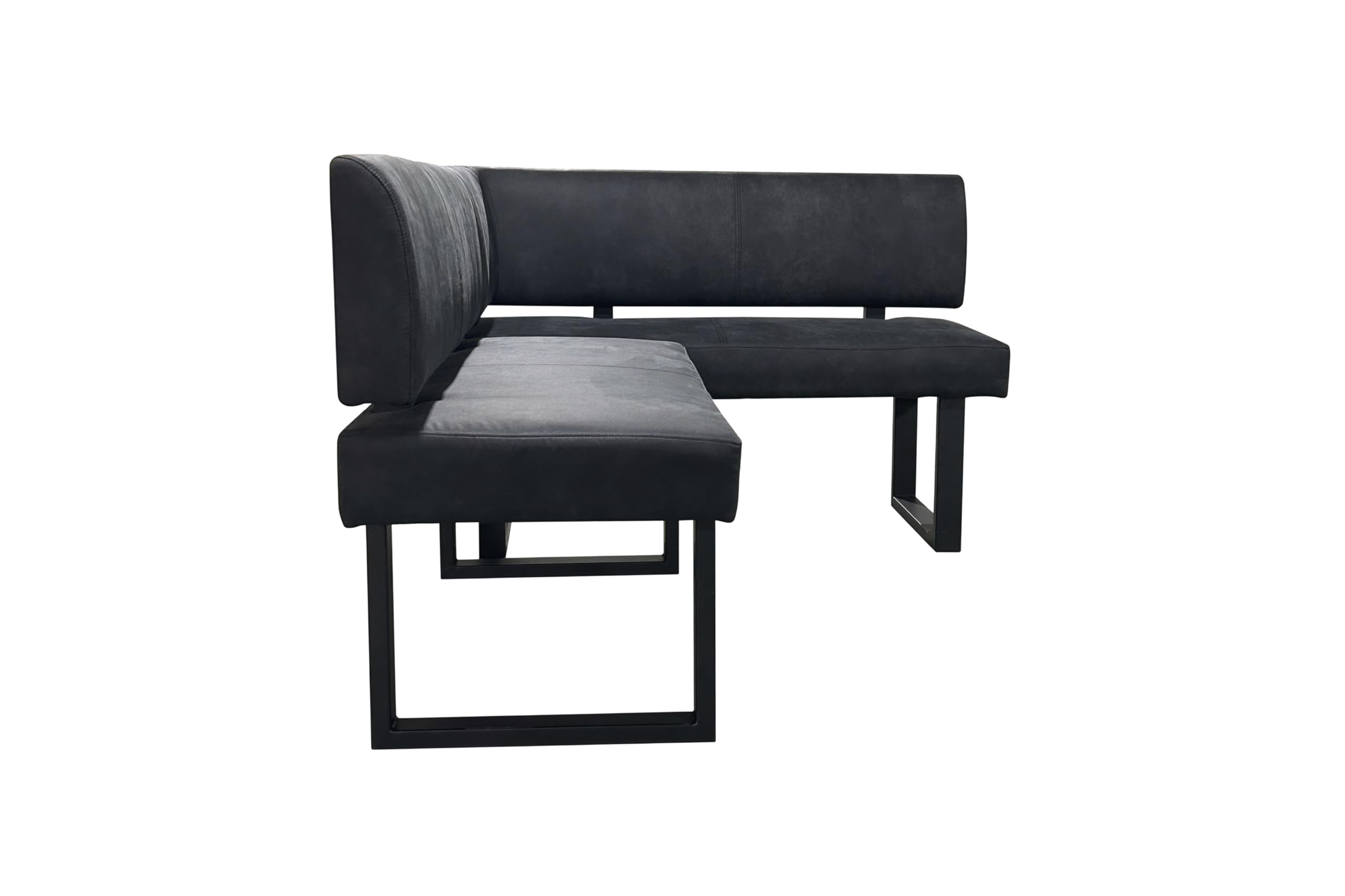 byLIVING Eckbank Vancouver, Taschenfederkern, Vintage Mikrofaser anthrazit | Metallgestell schwarz, 181, 5 x 125, H 86 cm
