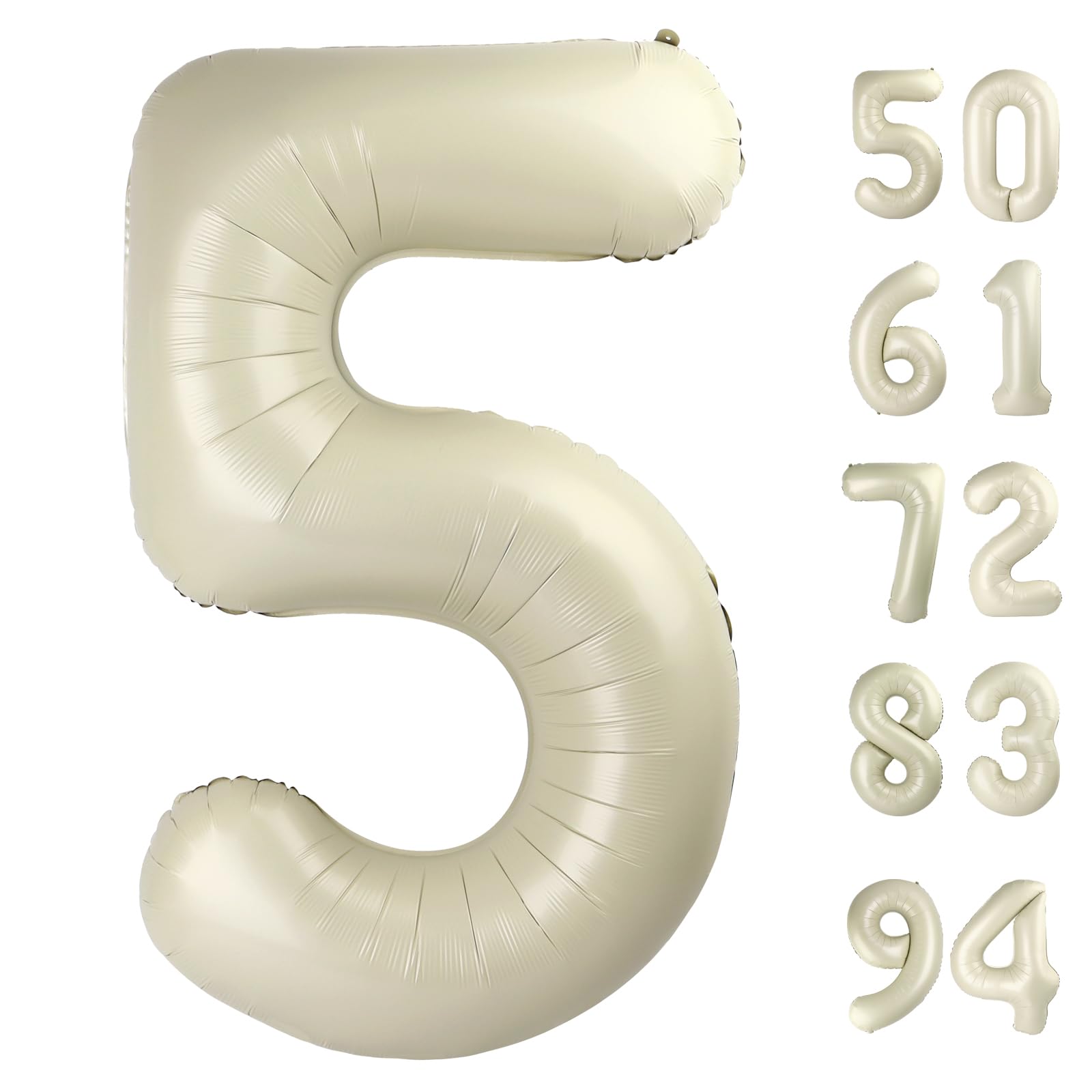 Cream 5 Balloon, Number Balloons 40 Inch, 5th Birthday Balloons Decorations, Cream Party Supplies, 5 Number Balloons, Number 5 Balloon