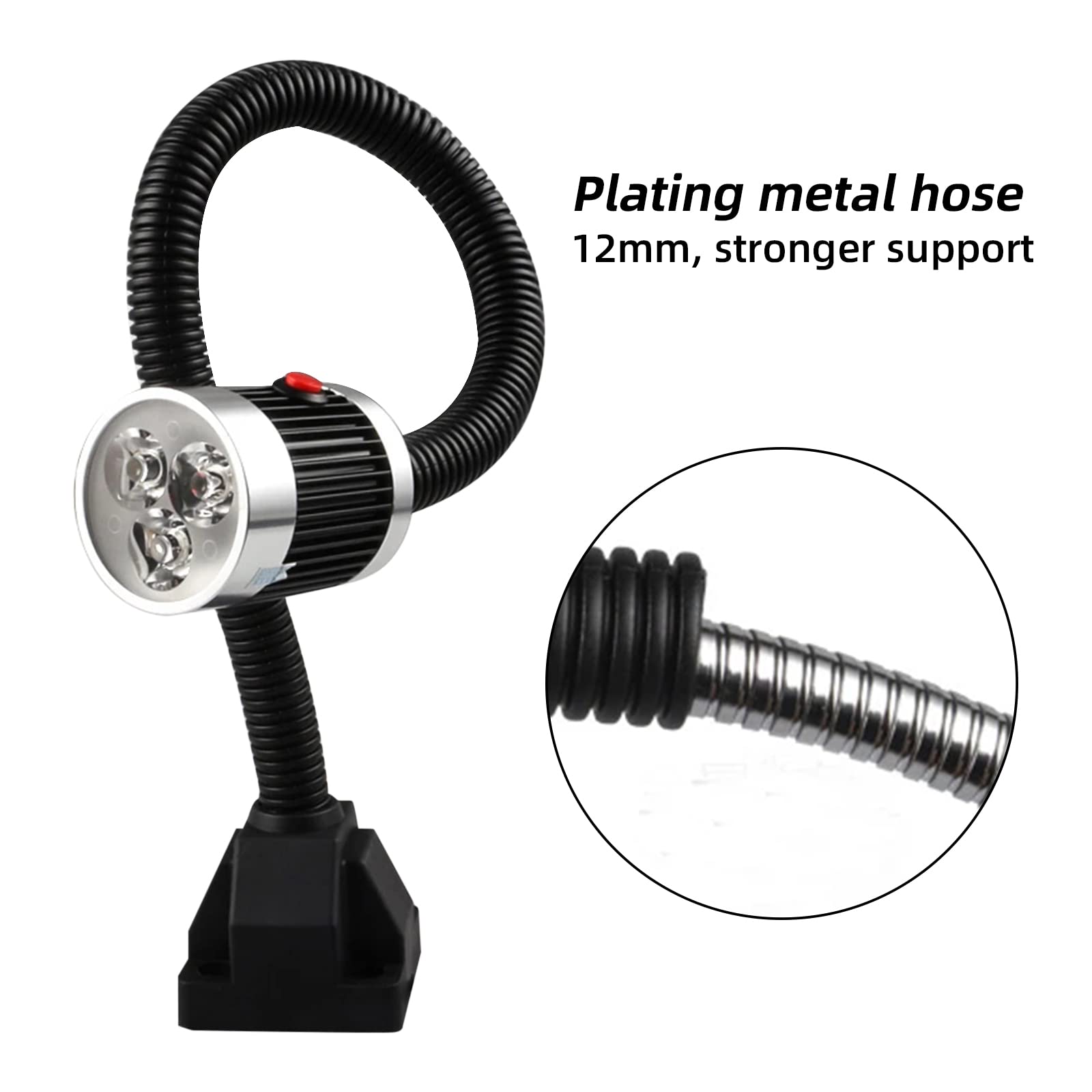 Luce flessibile a collo di cigno, 900 lumen LED luce di lavoro con base fissa per tornio CNC fresatrice macchina da cucire industriale banco da lavoro artigianale strumento di illuminazione lampada a