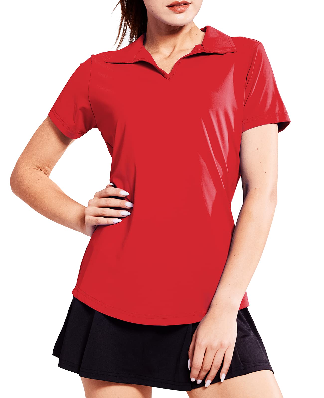 Womens Golf Shirts - V Neck UPF 50+ Dry Fit Tennis Polo