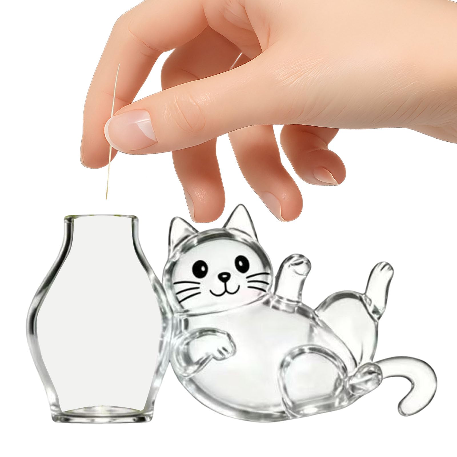 QUNZIDRESS Cat Whisker/Hair Keepsake Container Magnet,Clear Acrylic Pet Hair Storage Capsule,Cats Hairs Container Fridge Magnet,Memorial Pet Hairs Collector&Cute Magnetic Home Decor for Cat Lovers