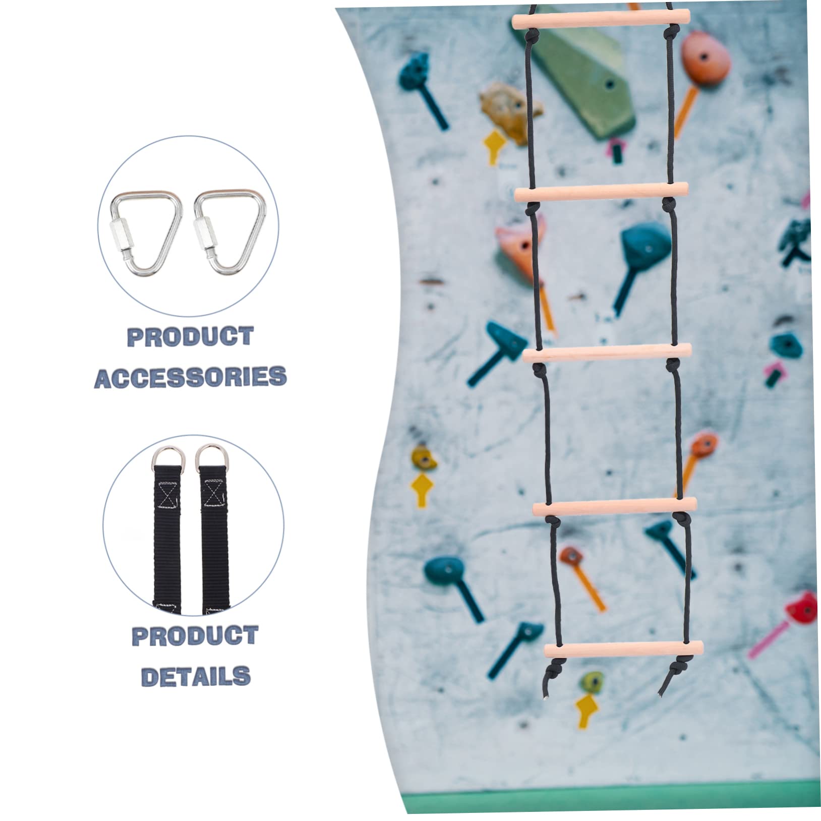 KOMBIUDA Climbing Toy Ladder Swing Rope for Kids Wooden Construction Perfect for Playtime