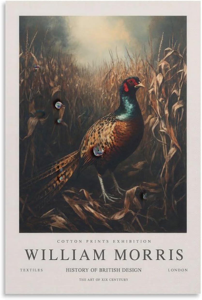 Orjdjz Wxkbl William Morris Poster Pheasant Meadow Wall Art Vintage Canvas Prints William Morris Botanical Painting for Home Decor Picture 40x60cm Frameless