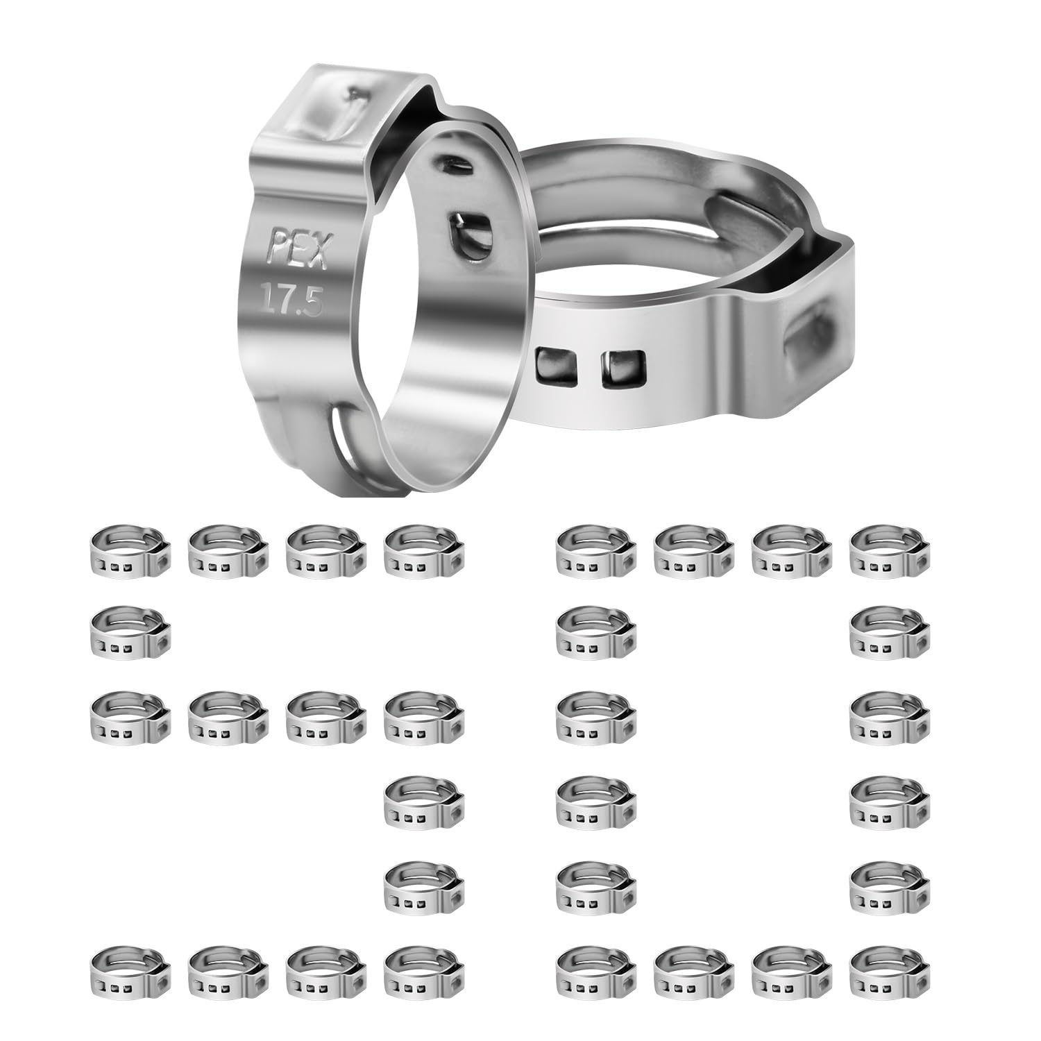50 Pack 1/2" PEX Cinch Clamps, Stainless Steel Single Ear Hose Clamps (1/2", 50 Pack)