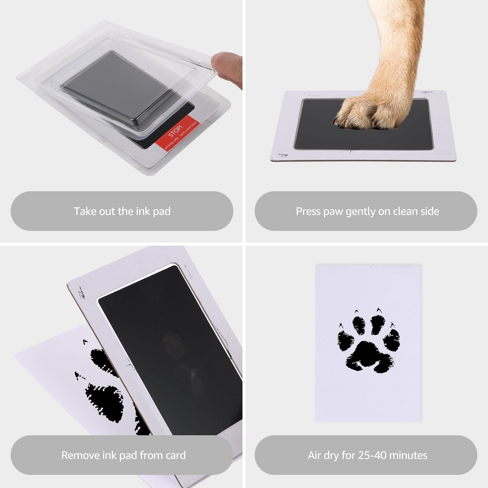 YAYODS 2Pcs Dog Paw Print Kit, Large Ink Paw Print Kit with 2 Photo Frames, 4 Imprint Card, Pet Paw Print Kit for Dogs & Cats - Image 4