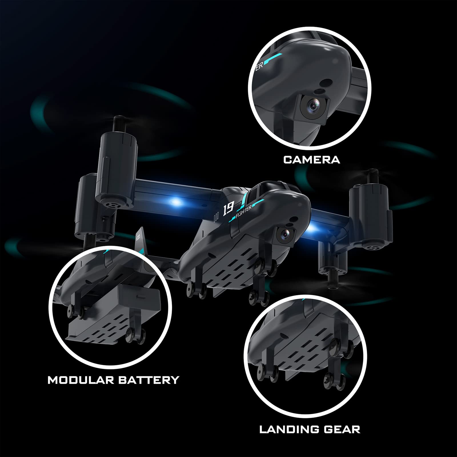 2.4G Elicottero Telecomandato: Camouflage Militare RC Aereo Con Giroscopio | 6 Canali Posizionati Altezza Interna RC Elicottero Con Telecamera 1080P 2 Batterie Giocattolo Regali (B)
