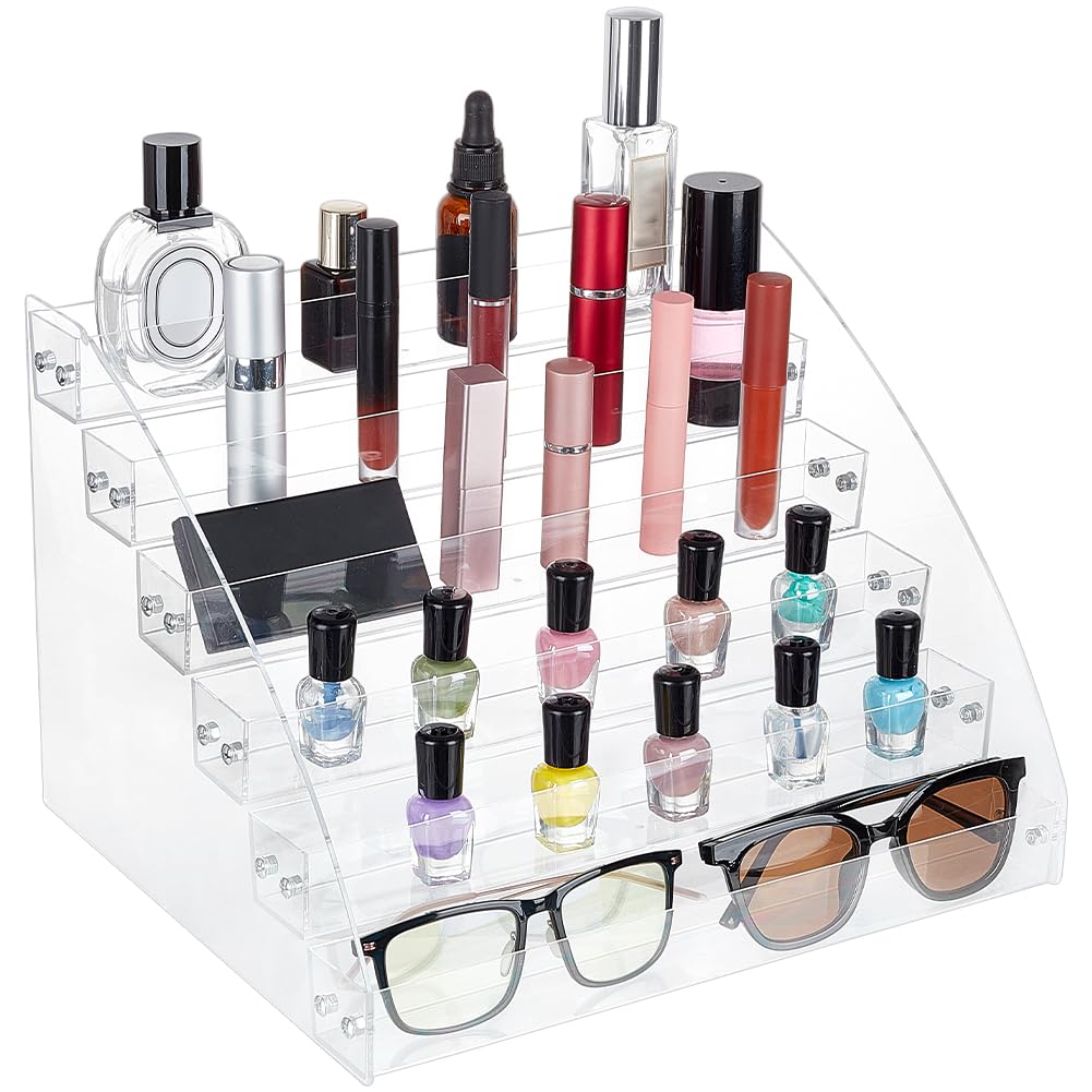 CRASPIRE 6 Layers Nail Polish Organizer Acrylic Paint Organizer Sunglass Storage Essential Oil Displays Holder for Craft Hobby Storage Paint Rack Large Capacity Nail Polish Holder Makeup Organizer