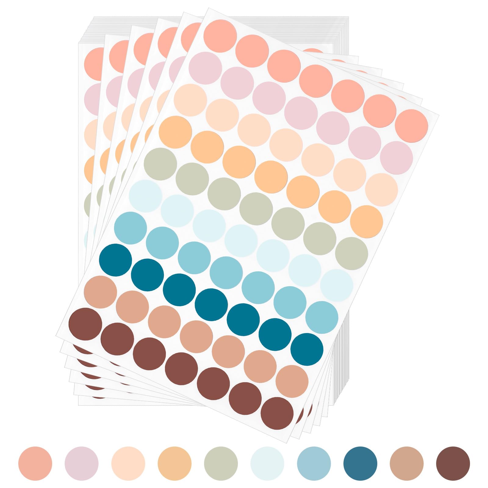 AiQInu 1400 Pieces 19 mm Coloured Adhesive Labels Coloured Dots Stickers Round Coding Stickers for Home Office Supplies, 10 Colours