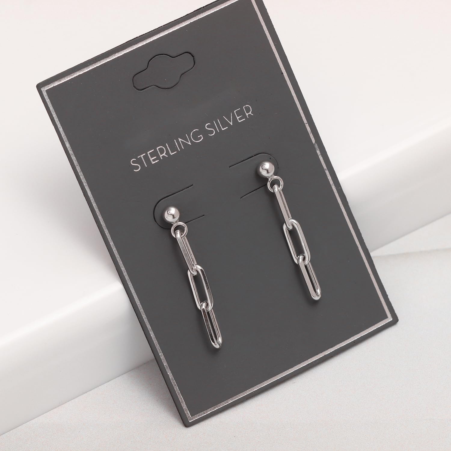 LeCalla 925 Sterling Silver Italian Link Drop Dangle Earrings for Women Long Link Paperclip Link-Chain Liner Dangle Earrings for Women - Image 3