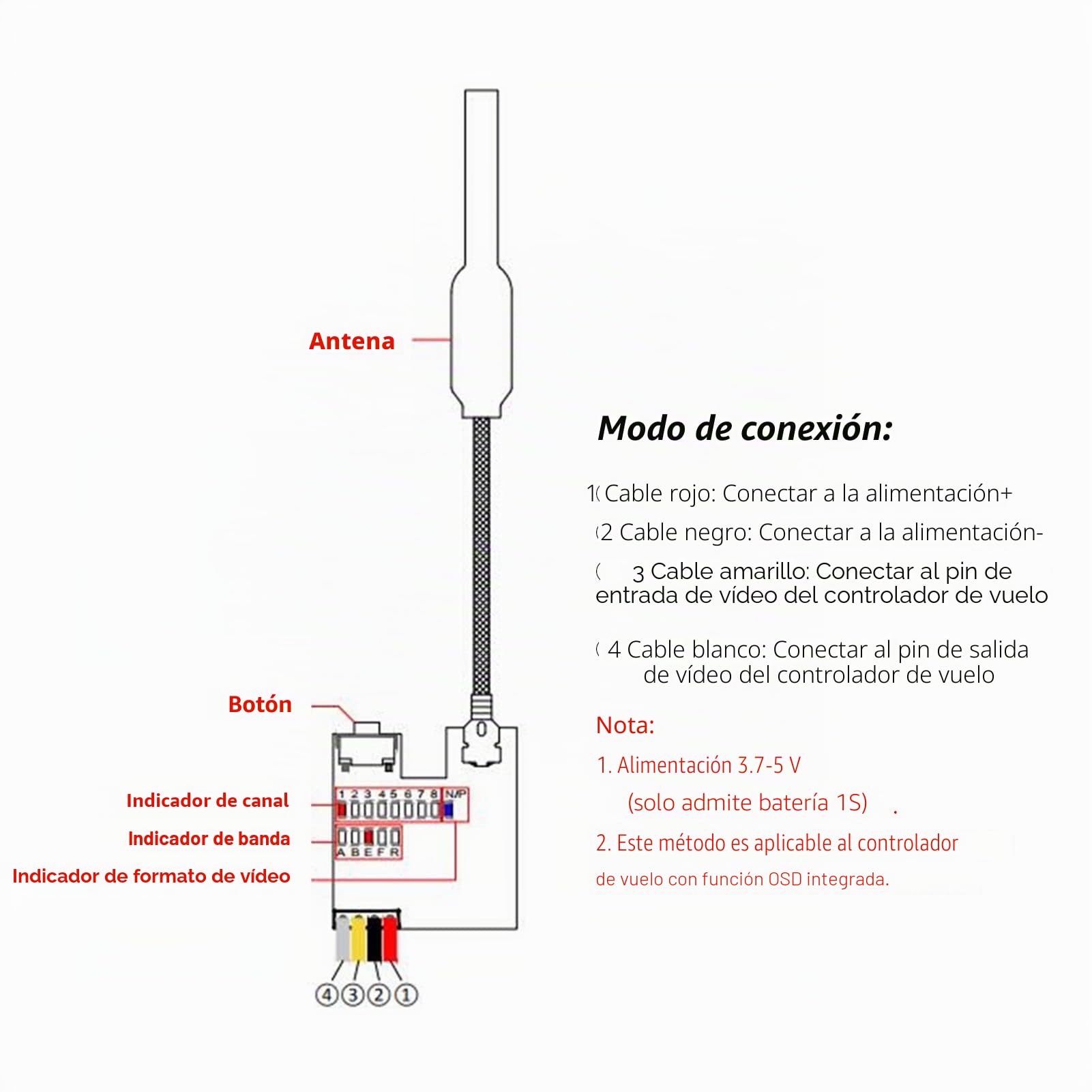 Cámara FPV AIO, Banda de Carrera de Cámara FPV Conmutable 800TVL NTSC PAL para Drones FPV