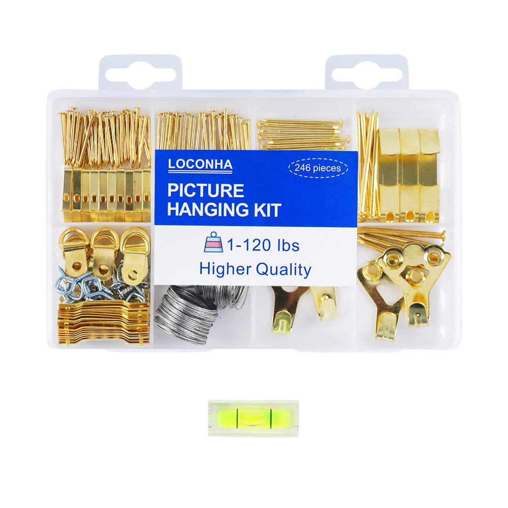 COTODO Picture Hanging Kit Includes Hooks, Nails, Sawtooth Hangers, Frames,and Picture Hanging Wire 246pcs