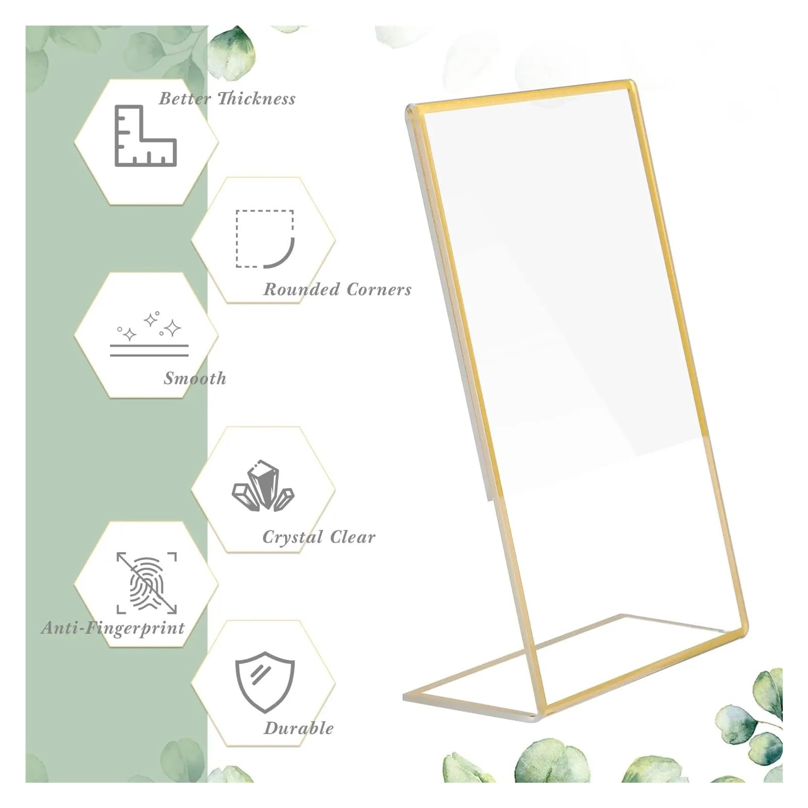 Soporte for letreros con bordes dorados, soporte de papel transparente, for menú mesa, ideal for bodas, oficinas y restaurantes(10 Pack)