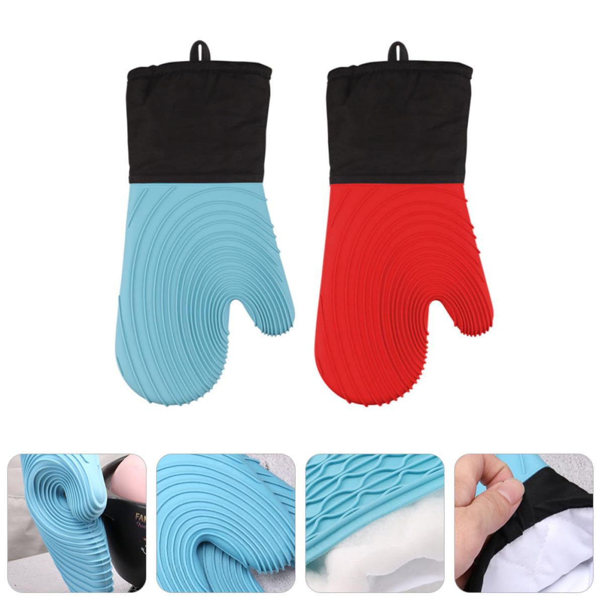 BESPORTBLE 3 Sets Silikon Ofenhandschuhe Hitzebeständig für Küche und